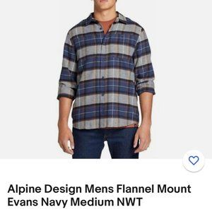 Men’s Brushed Flannel Button-Down, color Mount Evans Navy Retails for $40
